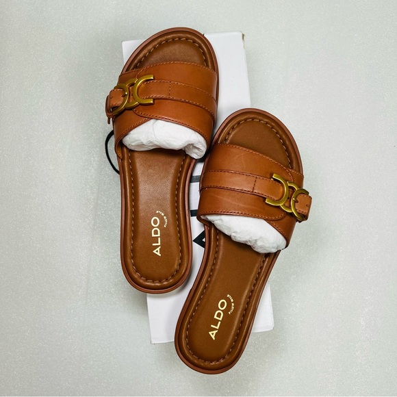 NEW Aldo Dallaedar Slide sandal Brown 6 - Picture 6 of 7
